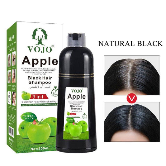 Vojo Apple Black Hair Shampoo 3-in-1-100% Gray Hair Coverage, Easy to Use, Mild Nutrition Formula, for All Hair Types, 500ml