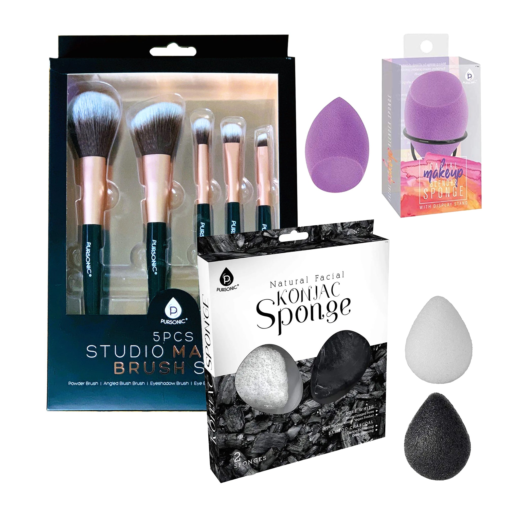 Beauty Essentials Bundle: Facial Makeup Blender Sponge + Natural