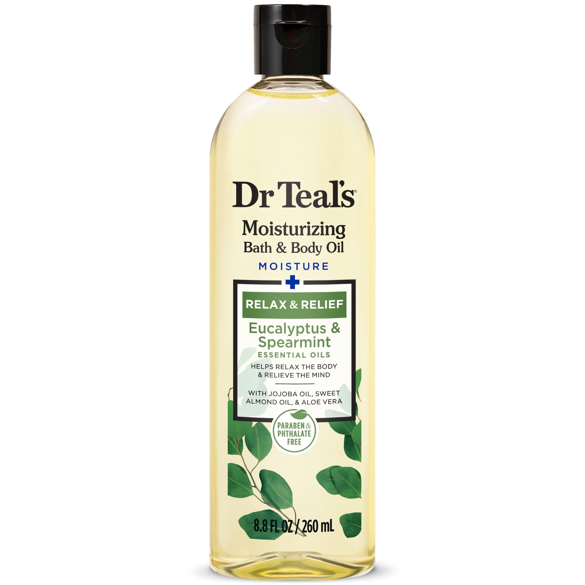 Bath & Body Oil, Moisture + Rejuvenating Eucalyptus & Spearmint Essential Oils, 8.8 Fl Oz.