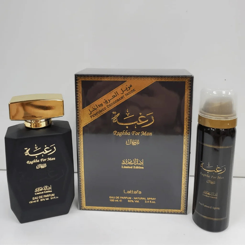 RAGHBA 3.4Oz Eau De Parfum Spray, 1.7Oz Deodorant Spray - Men - New