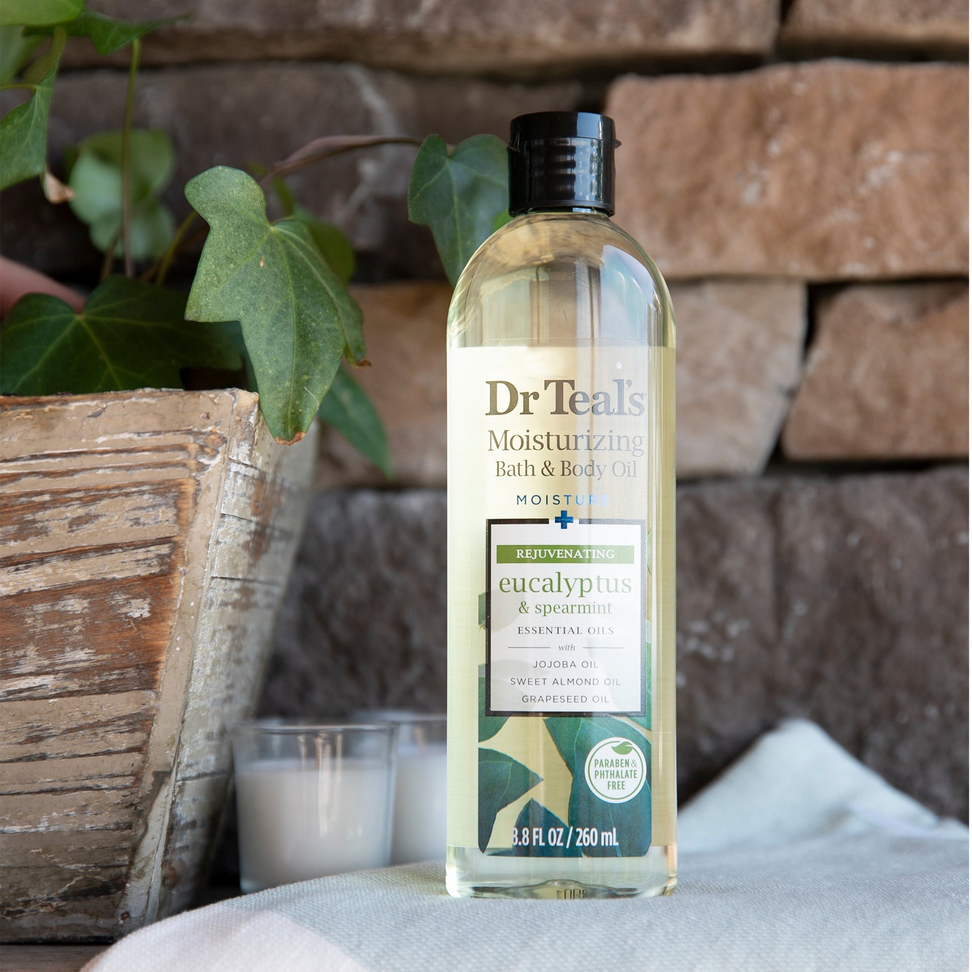 Bath & Body Oil, Moisture + Rejuvenating Eucalyptus & Spearmint Essential Oils, 8.8 Fl Oz.