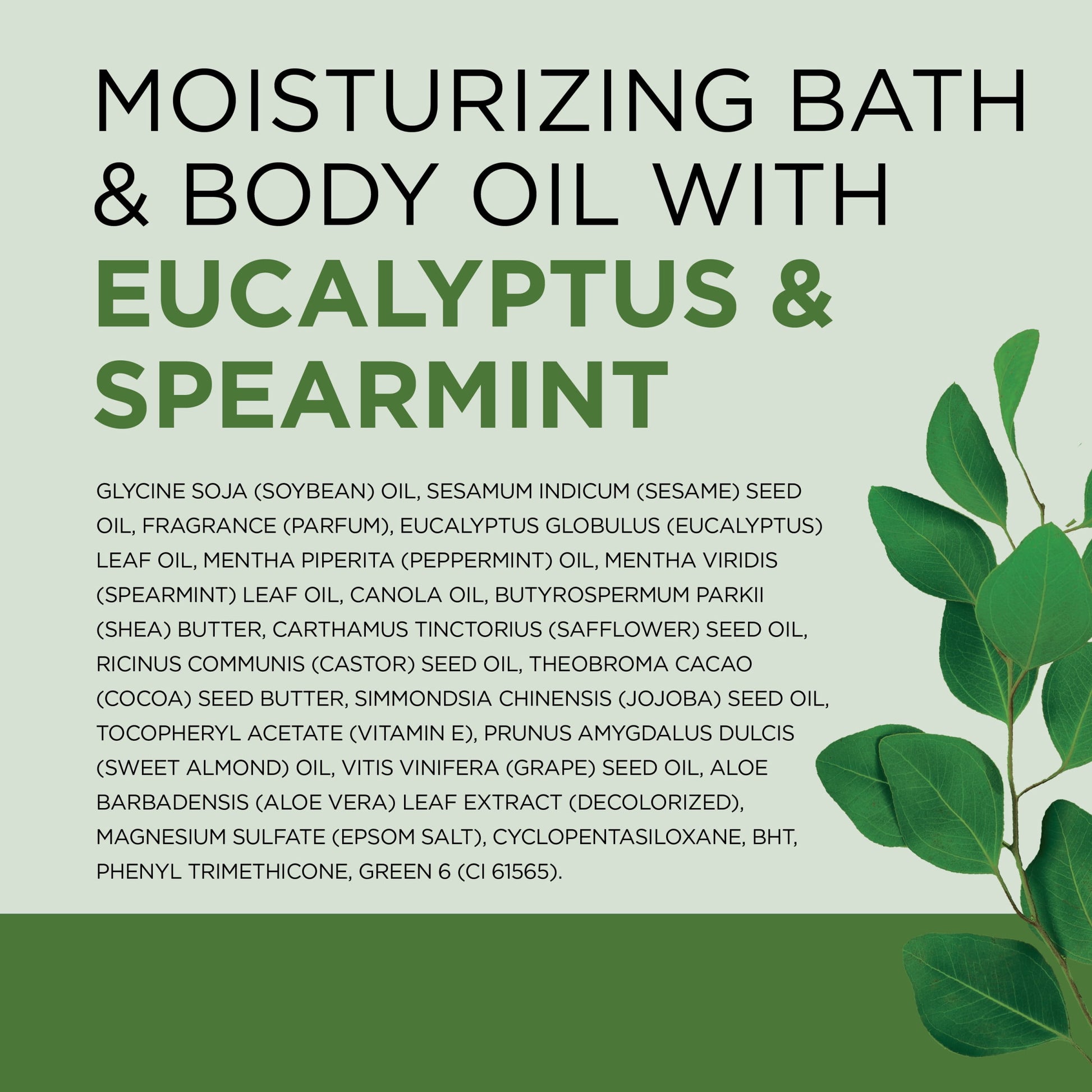 Bath & Body Oil, Moisture + Rejuvenating Eucalyptus & Spearmint Essential Oils, 8.8 Fl Oz.