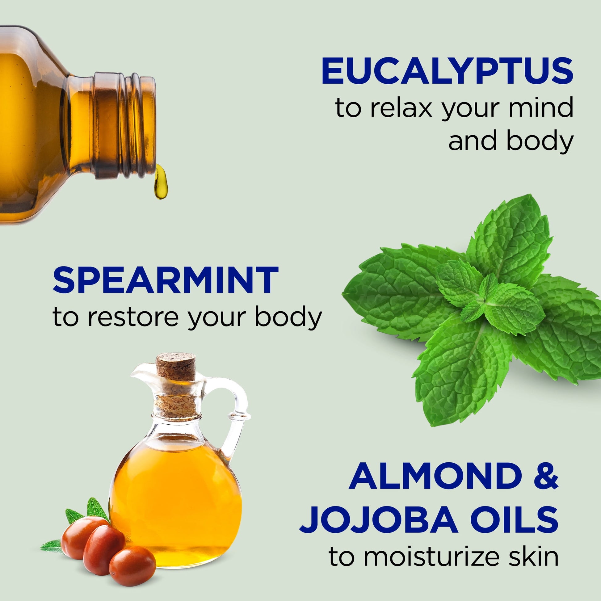 Bath & Body Oil, Moisture + Rejuvenating Eucalyptus & Spearmint Essential Oils, 8.8 Fl Oz.
