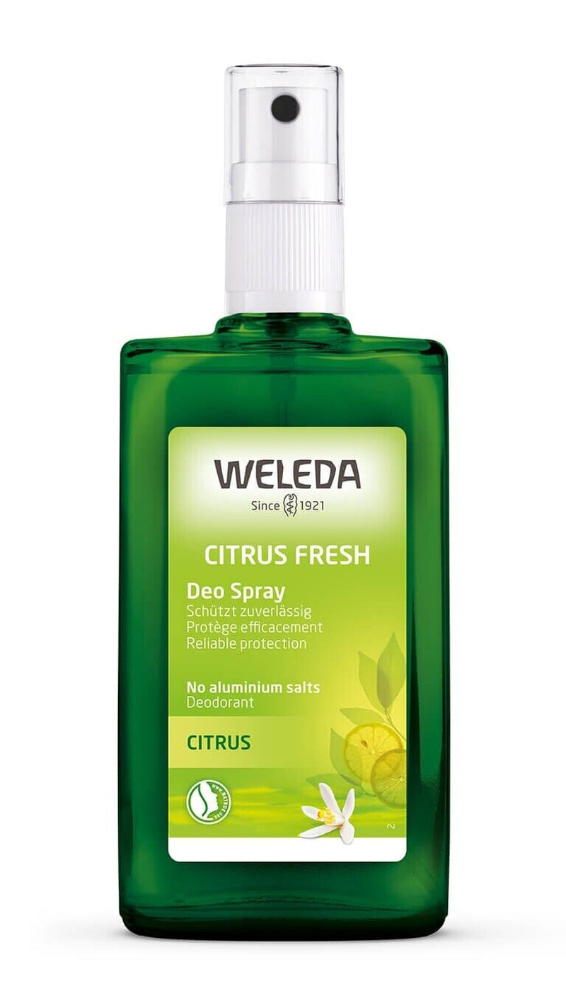 2 X Weleda Deo Spray Citrus Fresh 100Ml Organic Deodorant Spray