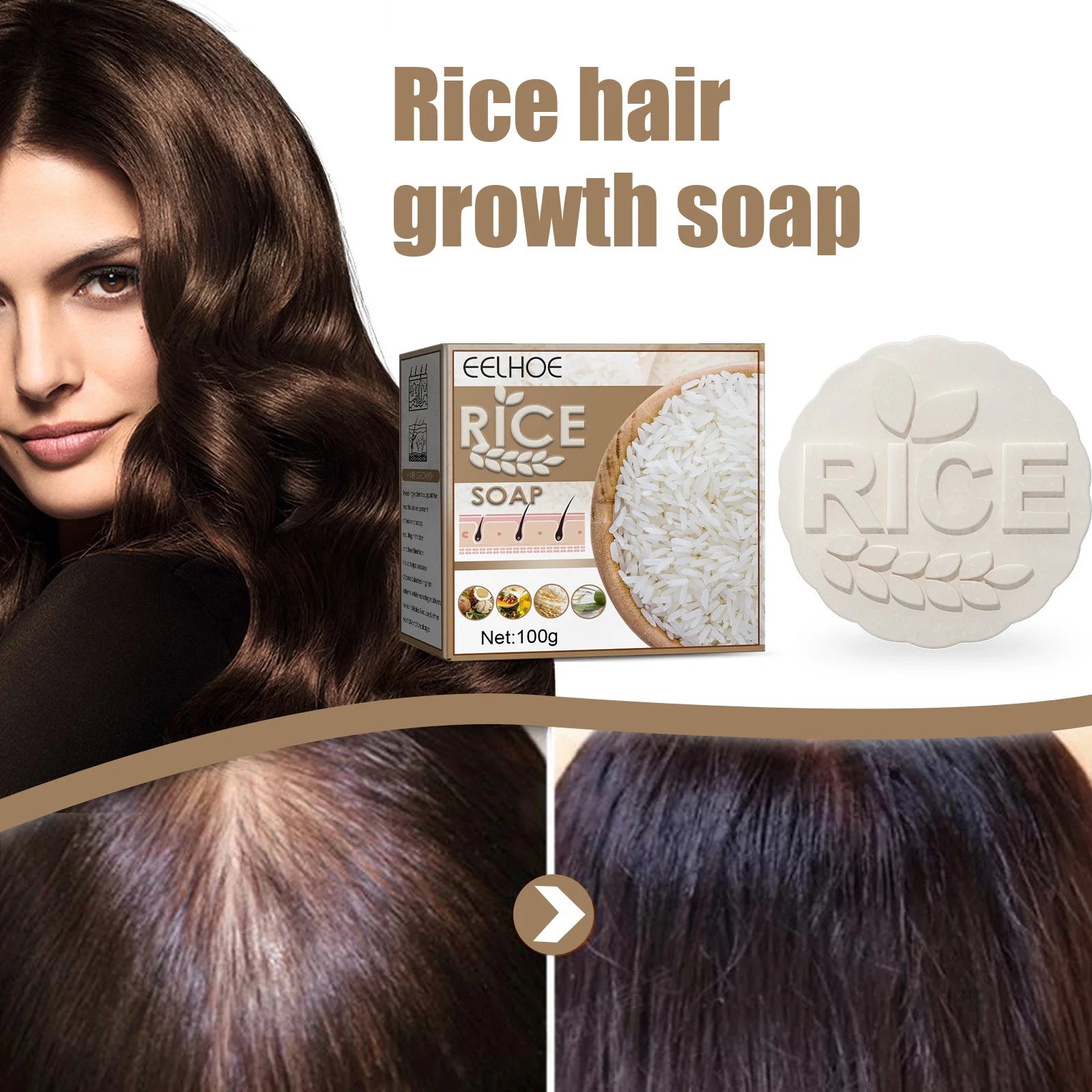 Anti-Hair Loss Rice Shampoo Bar Rice Water Shampoo and Conditioner for Hair Hair Loss Oil Control Shampoo Soap