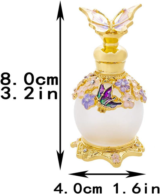 YU FENG 15ML Vintage Butterfly Decorative Perfume Bottles Empty Refillable Reusable Perfume Container Fancy Essential Oils Dropper Bottle Decor